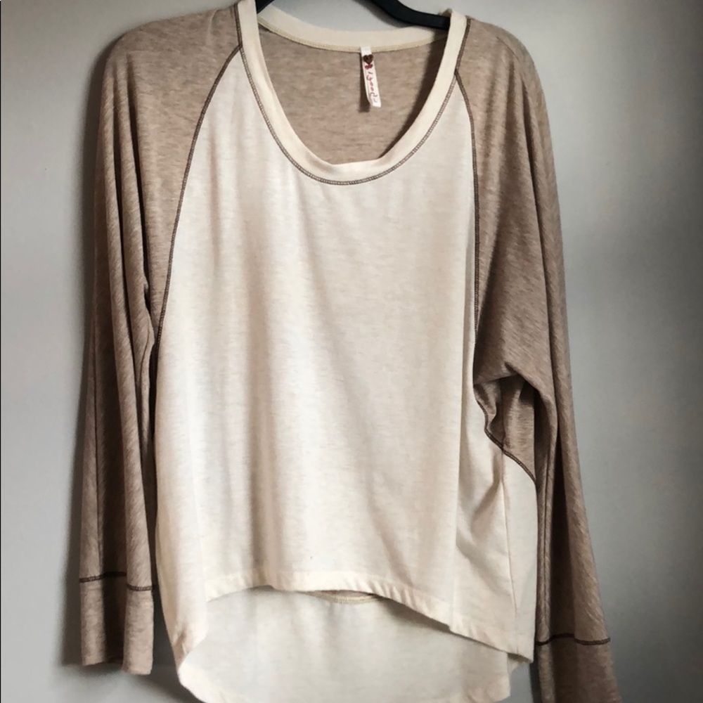 Super cute cream and light brown top!